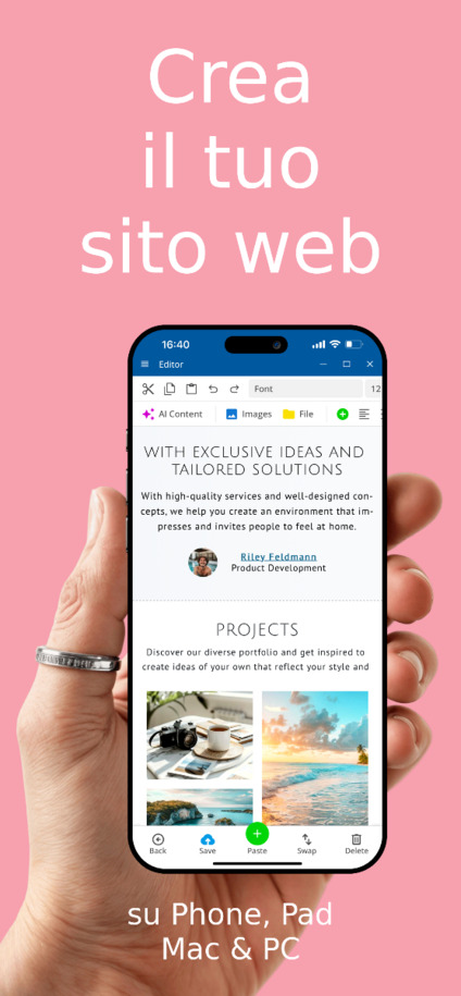 App Website Builder - Crea siti web tramite app su iOS e Android – Vista per smartphone