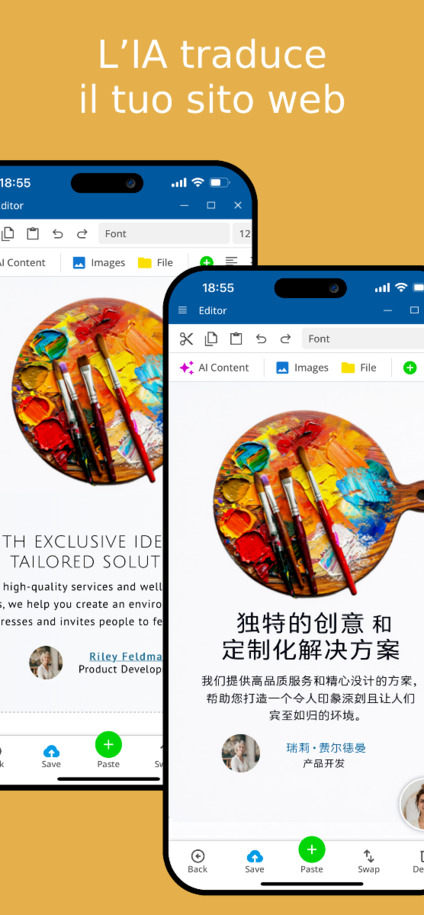 L'IA traduce automaticamente il tuo sito web – Vista mobile
